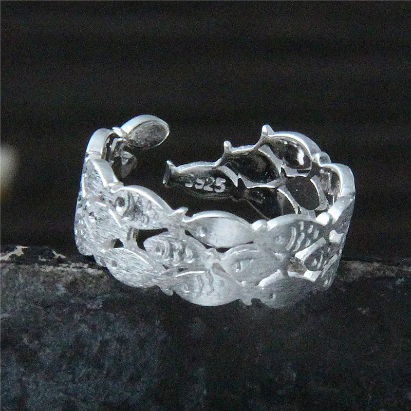 

2018 New Real Women Alexandrite Anel Feminino Brahman S925 Fresh Silk And Many Fish Rings, Pure Hollow Lovely Silver, Allergy.
