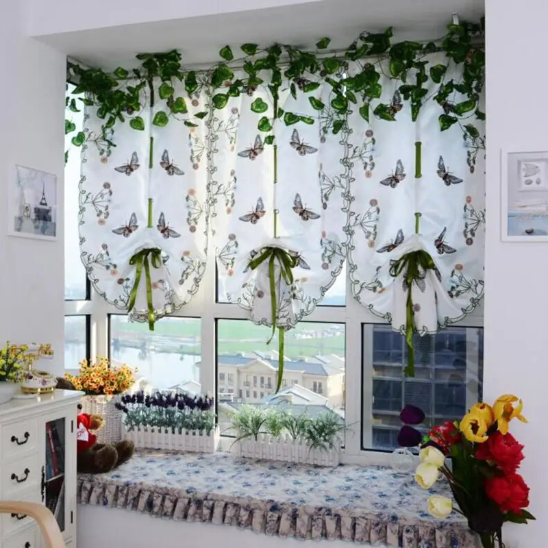 

White Roman Curtain Tulle hot sell Coffee Curtain Kitchen Short Curtain Semi-shade Small Curtain Room Bedroom Balcony Decoration