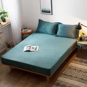 

1Pcs 100% Polyester Bed Sheet Fitted Sheets with Elastic Band Solid Colour Bedsheets Single Bed Double Sheets Without pillowcase
