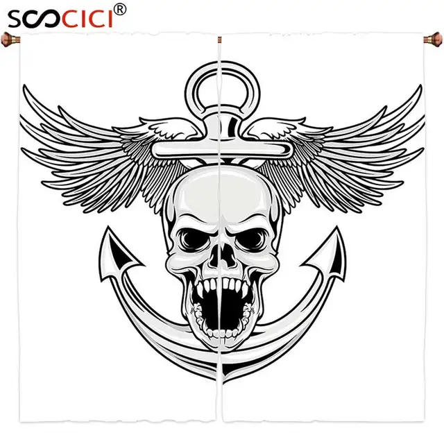 crest home design curtains window curtains treatments panelsanchor decor skull with anchor and eagle wings freedom symbol crest home design curtains window curtains treatments panelsanchor decor skull with anchor and eagle wings freedom symbol