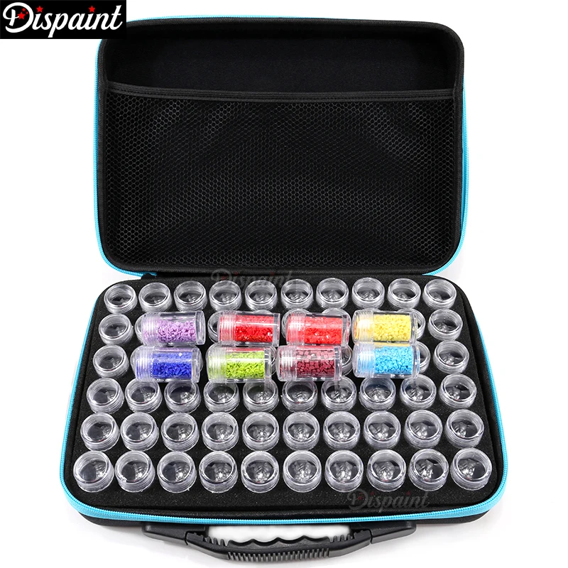 

Dispaint 60 Bottles Diamond Painting Box Tool Container Storage Box Carry Case Holder Hand Bag Zipper Design Shockproof Durable
