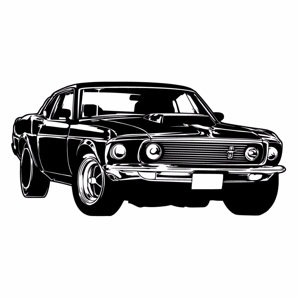 Classic Black Mustang Car Wall Decor Sticker Sports Car Decal Vintage Racing Car Wall Art Retro Vinyl Art Murals Stickers A803 Mural Sticker Wall Decor Stickerdecorative Stickers Aliexpress