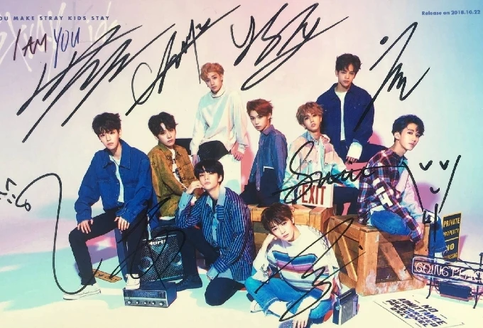 Ручной подписанный бродячие дети с автографом Группа фото я ты K-POP 5*7 коллекция 102018