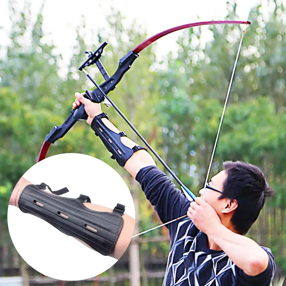 1X Arm Guard Archery Cowhide Leather Three Adjustable Straps Archer