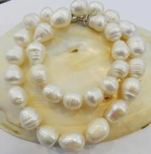 

Free shipping REAL NATURAL 12-13MM WHITE freshwater PEARL NECKLACE 18" AAA