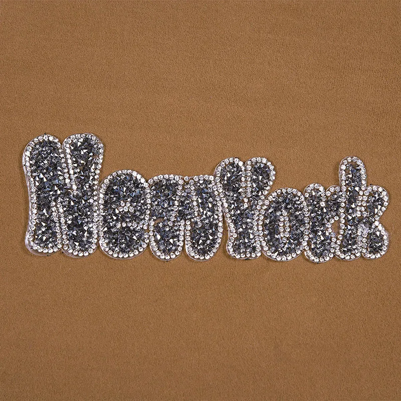 

Cool Letter Patches For Clothes Embroidered With Rhinestone NEWYORK Iron Sticker For Clothing Band Patch Shoes Jeans 16.5*6cm