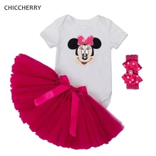 Фантазия Минни пачка наряд на день рождения розовая кружевная юбка боди повязка на голову балетная пачка для новорожденных Одежда для маленьких девочек Vetement Bebe Fille