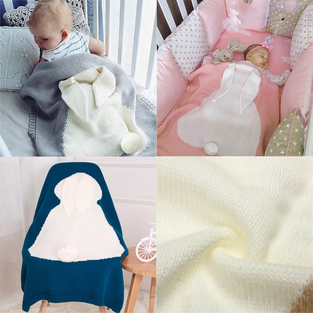 1x Baby Rabbit Knitted Flannel Blanket Bedding Quilt Play Blanket Towel WraPRUK 