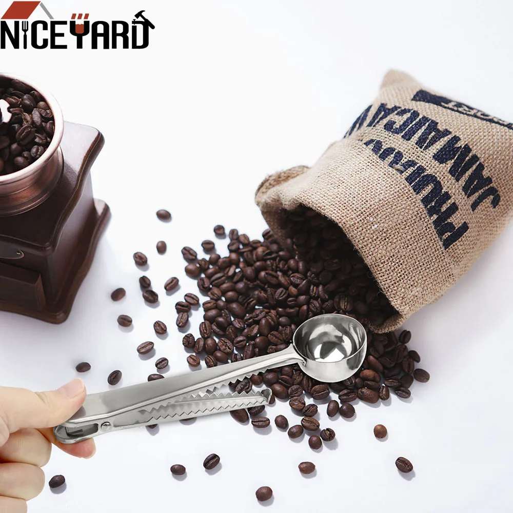 

NICEYARD Stainless Steel Coffee Measuring Scoop With Bag Sealing Clip Tea Measuring Spoon Multifunctional Kitchen Tool