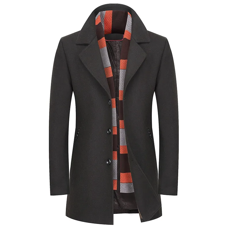 Winter men's woolen coat business casual coat warm solid jacket windbreaker Lapel design Overcoat Winter men's woolen coat business casual coat warm solid jacket windbreaker Lapel design Overcoat