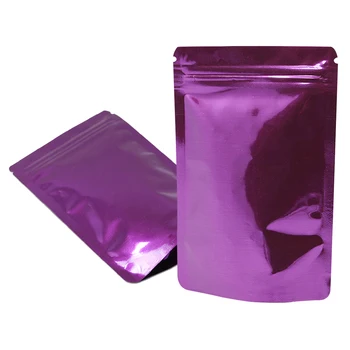 

100Pcs/lot Purple Stand Up Mylar Foil Ziplock Snack Packing Bag Resealable Aluminum Foil Retails Zip Lock Packaging Pouch