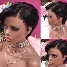 Малазийские бесклеевые короткие стриженые человеческие волосы парик влажные и волнистые девственные волосы полный парик шнурка для женщин человеческие волосы