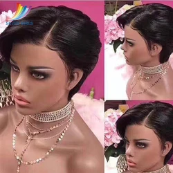 Malaysian Glueless Short Pixie Cut Human Hair Wig Wet And Wavy Virgin Hair Full Lace Wig For Women 100% Human Hair Free Shipping Malaysian Glueless Short Pixie Cut Human Hair Wig Wet And Wavy Virgin Hair Full Lace Wig For Women 100% Human Hair Free Shipping