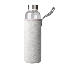 

550ML Sport Water Bottle with Tea Infuser and Gray Protective Bag High Temperature Resistant Glass Water Bottle for Children Kid