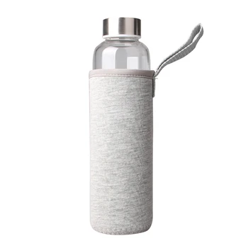 

550ML Sport Water Bottle with Tea Infuser and Gray Protective Bag High Temperature Resistant Glass Water Bottle for Children Kid