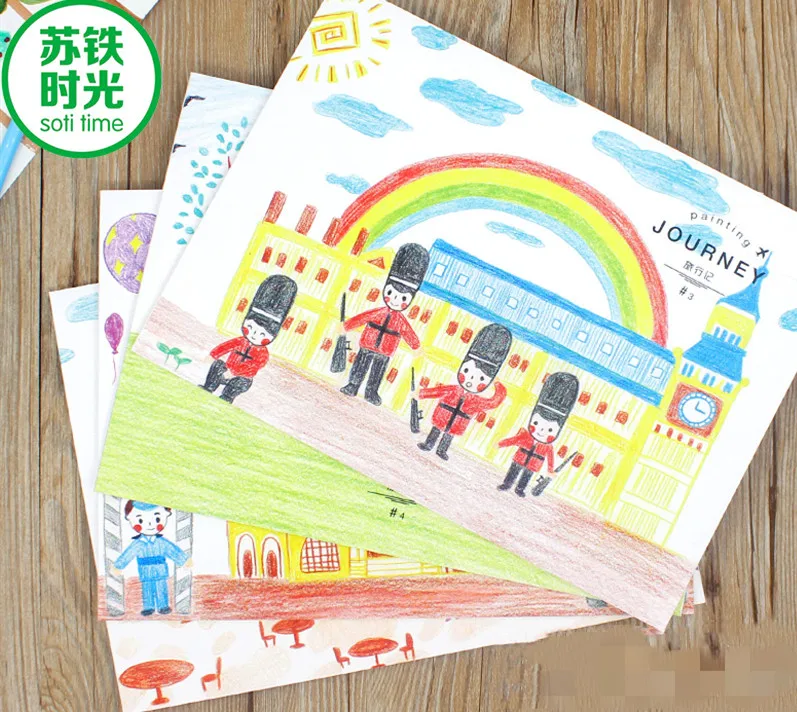 

A4 picture book primary school picture book kindergarten art large coloring book graffiti picture book thick paper set of 12