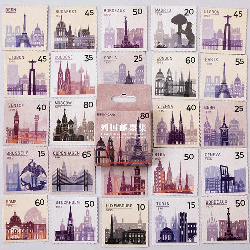 

45pc/box Vintage stamp collection paper sticker decoration diy diary scrapbooking sealing sticker children's favorite stationery