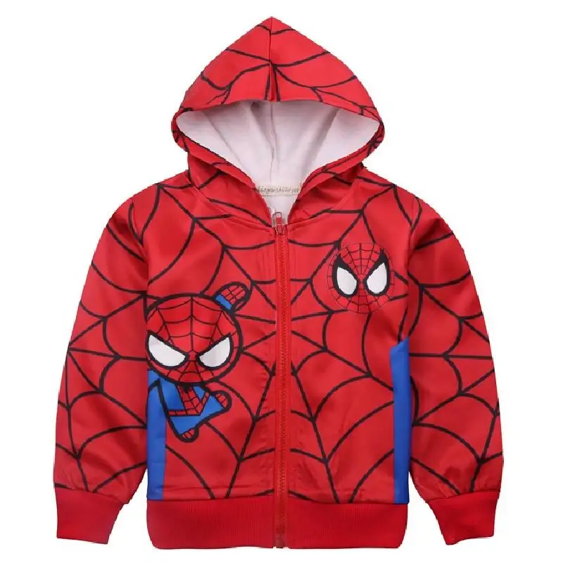 Новое модное пальто с человеком-пауком для мальчиков на весну-осень, детская куртка, верхняя одежда с человеком-пауком, детские толстовки с капюшоном