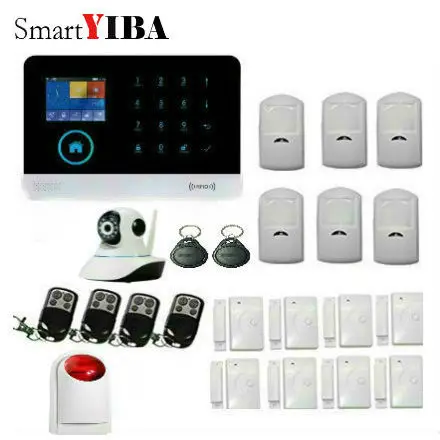 

SmartYIBA APP Control WIFI 3G GPRS SMS Home Alarm System Motion Detection Alam RFID 3G Alarm With IP Camera Strobe Siren Kit