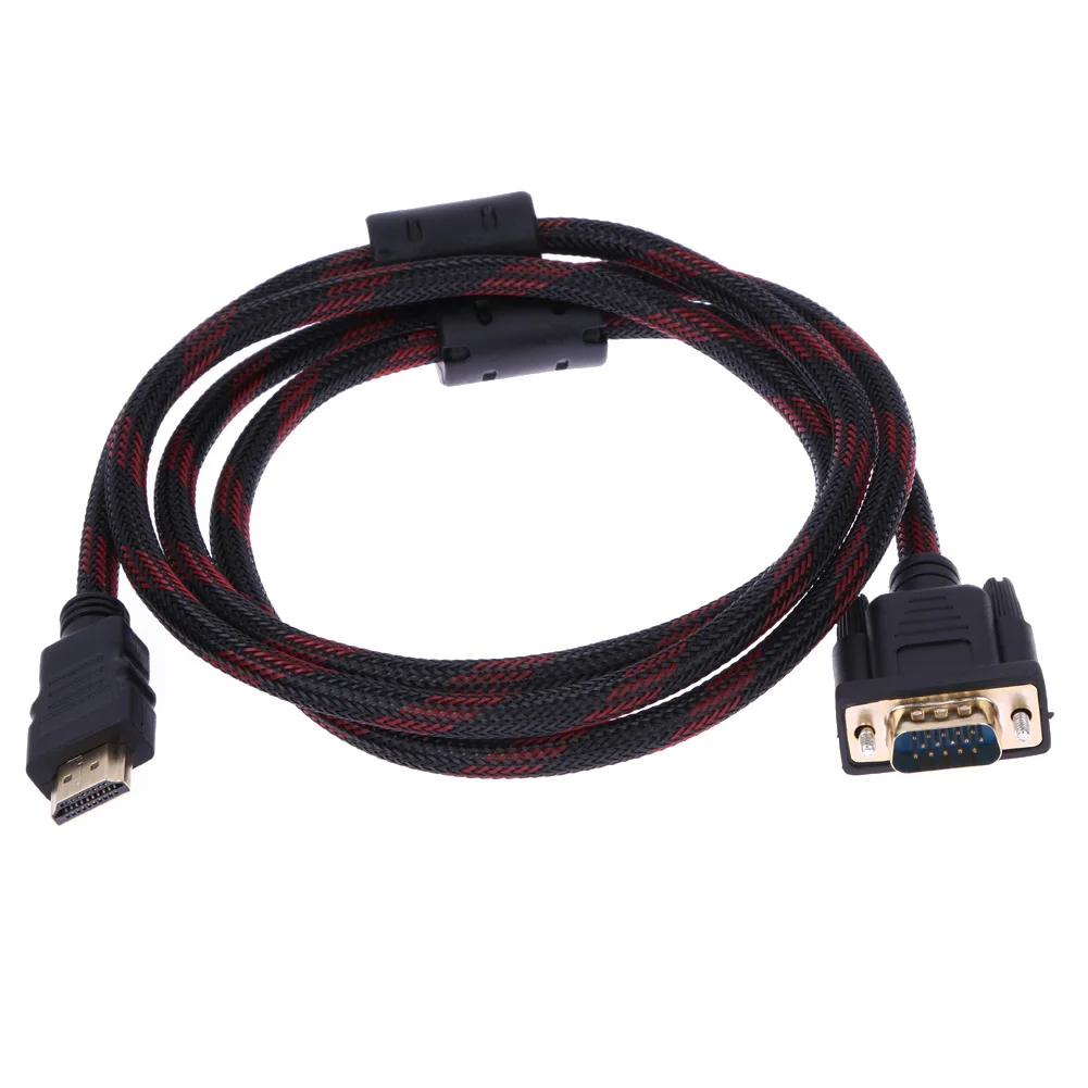 1,5 м HDMI папа-папа 15 Pin VGA кабель HDMI в VGA разъем адаптер конвертер нейлоновый плетеный кабель для компьютера HDTV