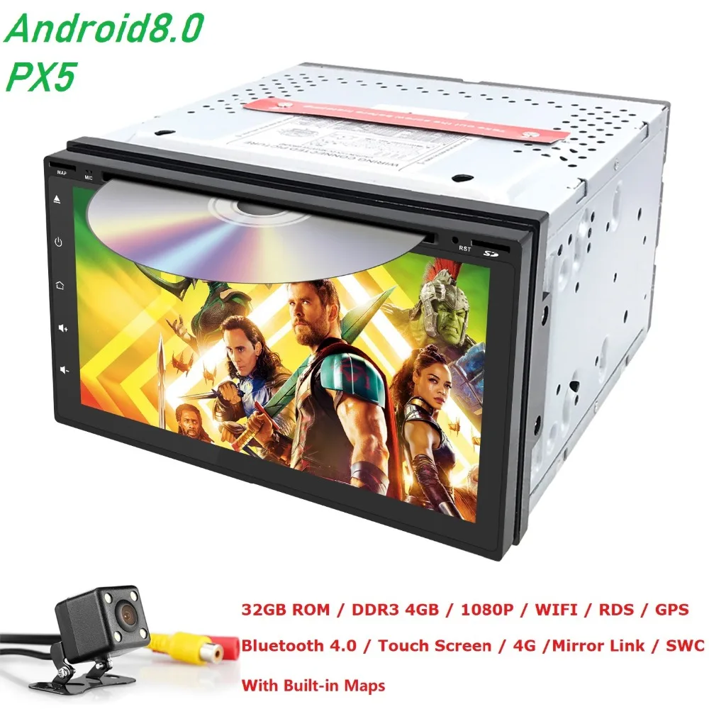 Cheap 7"Universal 2 din car radio gps android8.0 PX5 8OctaCore 4GB RAM 32GB ROM Car Stereo Player GPS Navigation Bluetooth USB CAM MAP 1