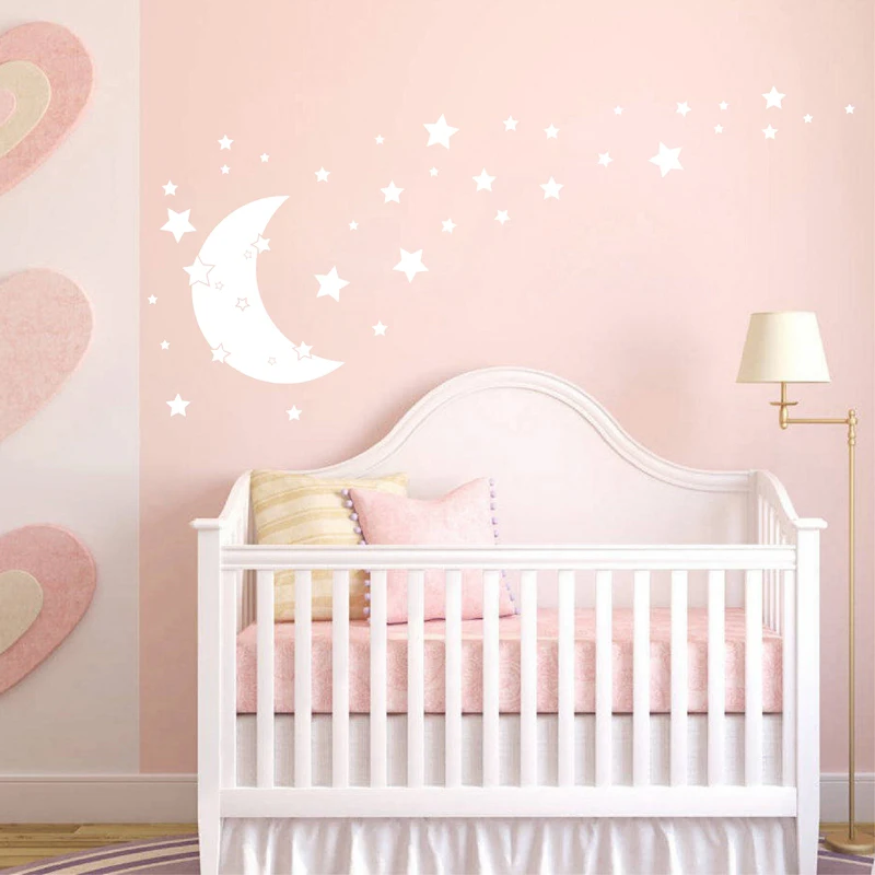 Stars and Moon Decal Grils Room Decor