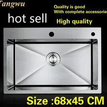 Бытовая многофункциональная кухонная ручная раковина одинарная мойка высокого качества 304 нержавеющая сталь Горячая 680x450 мм