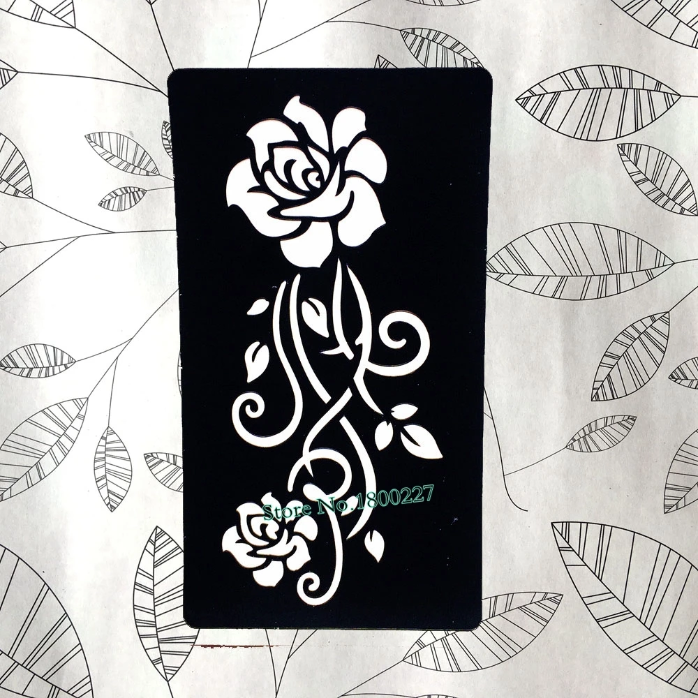 Mehndi Tatouage Pour Femmes Motif De Feuille Fleur Rose Dentelle De Henne Modele De Tatouage Art Pour Aerographe Bras Pieds Pochoirs Pour Peinture Aliexpress