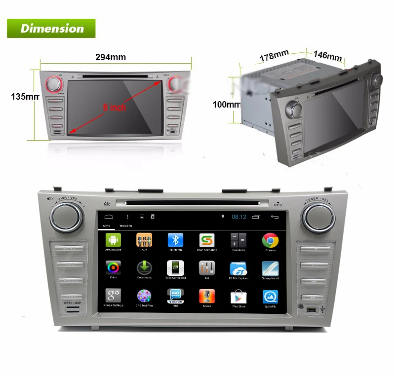 Sale Pure Android 7.1 Car dvd player for Togyota Camry 2007 2008 2009 2010 2011 Capacitive Screen 2 din 8 inch in dash car dvd 4