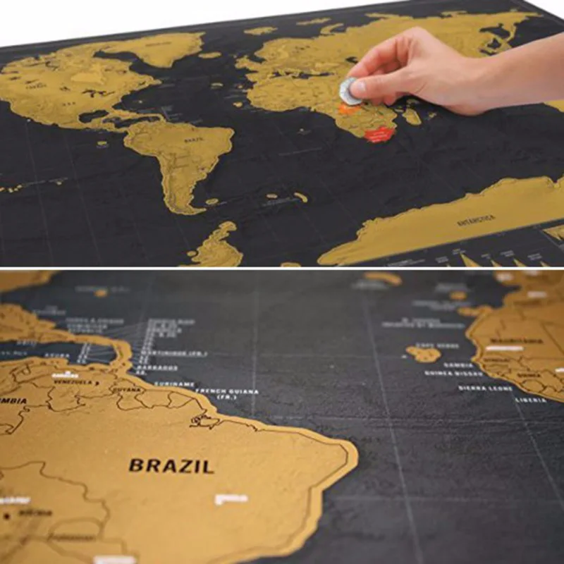 

World Map Pattern Scratch Off Wall Stickers Poster Home Decor Decals World Tour Travel Footprint Deluxe Art Decorative Marker