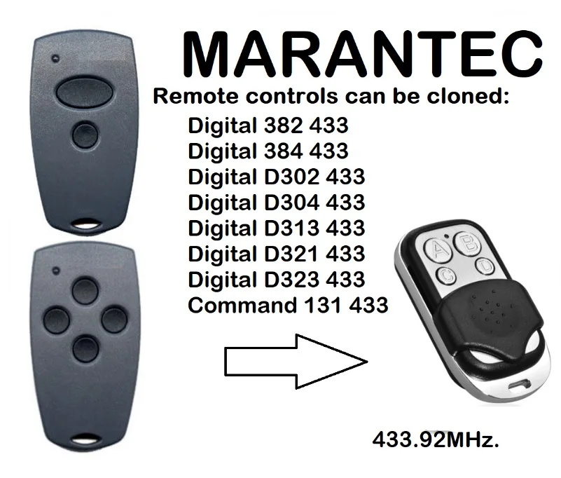 MARANTEC D302 D304 универсальный пульт дистанционного управления Управление Дубликатор duplo и 433,92 МГц