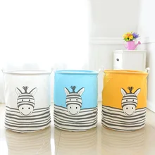 Водонепроницаемый ящик для хранения из хлопка и льна, складная разноцветная полосатая милая сумка для хранения одежды с рисунком Ослика большой емкости