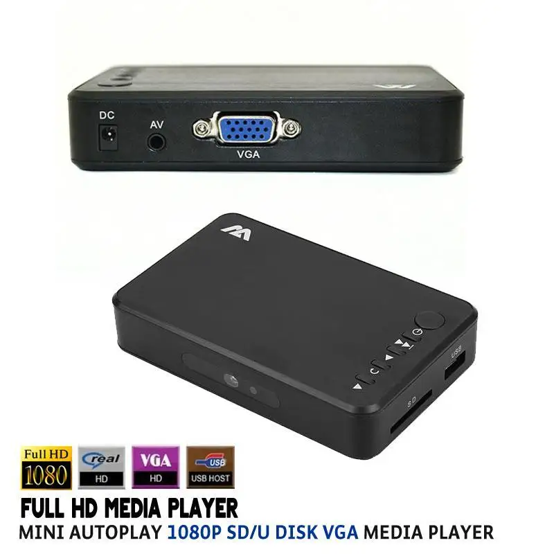 Full HD медиаплеер мини автовоспроизведения 1080 P SD/U диска HDD с AV/VGA SD Выход поддержкой