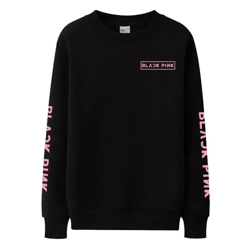 

New arrival kpop blackpink concert same logo printed chest and sleeves thin sweatshirt unisex blackpink pullover hoodies