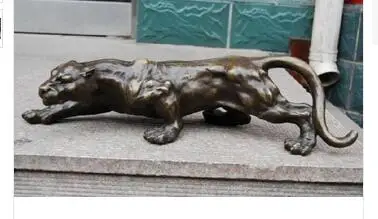 

Copper Crafts Brass Tibetan decoration Big Bronze Sculpture Statue Panther Leopard Jaguar Cat Marked Enamel Decoration