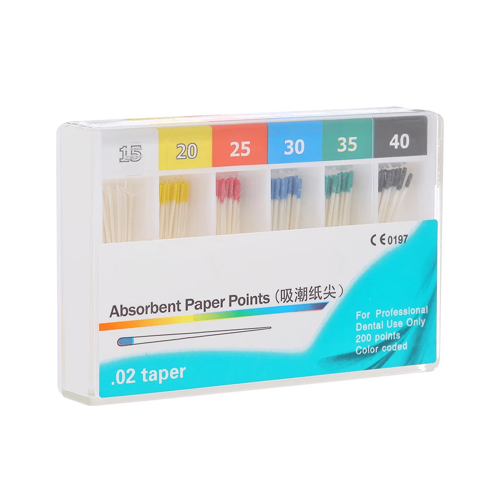 200Pcs Dental Absorbent Paper Points Root Cancel Endodontics Tips