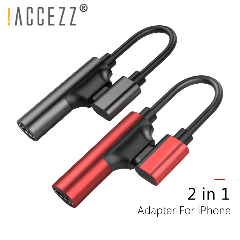 

!ACCEZZ 2 in 1 Double Lighting Charging Audio Adapters For iphone X 10 8 7 Plus IOS 10.3 11 Charge AUX Splitter Cables Connector