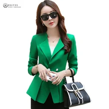 Осенний большой ярд Женский блейзер элегантный чистый цвет длинный рукав тонкая весенняя верхняя одежда женские модные блейзеры для офиса OK780