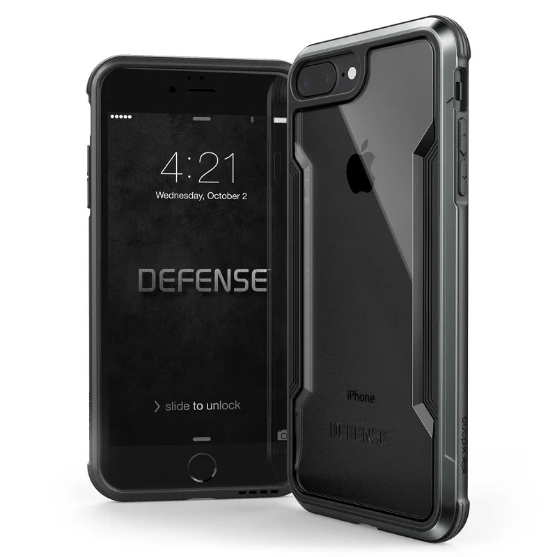 X-Doria Defense Shield чехол для телефона для iPhone 7 8 Plus чехол военный класс падение протестированный алюминиевый защитный чехол для iPhone 7 8 - Цвет: Черный