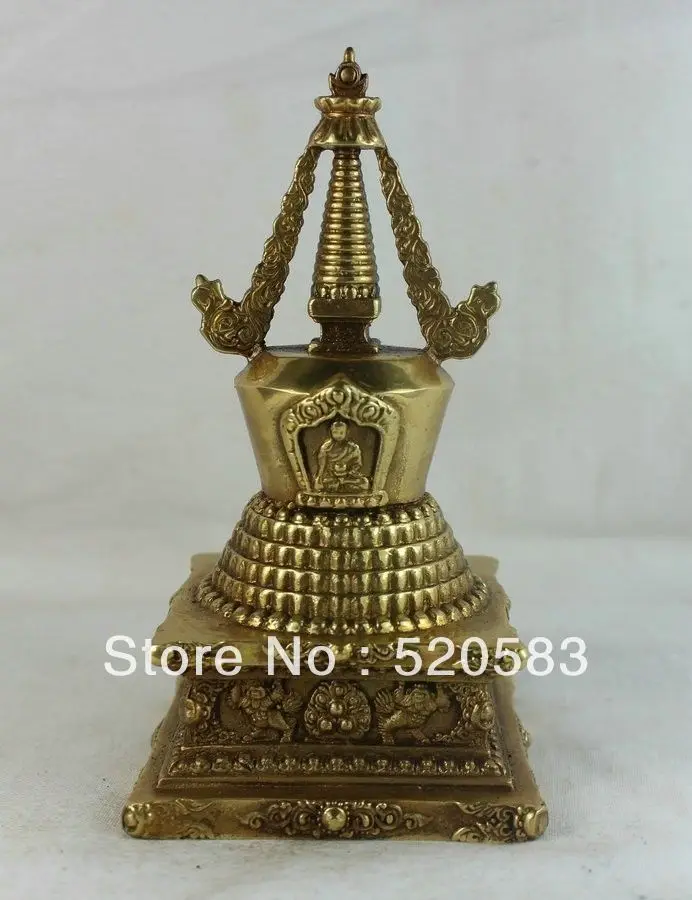 

free Tibetan Buddhism 100% Brass Shakyamuni Eight treasures Tathagata stupa pagoda fast