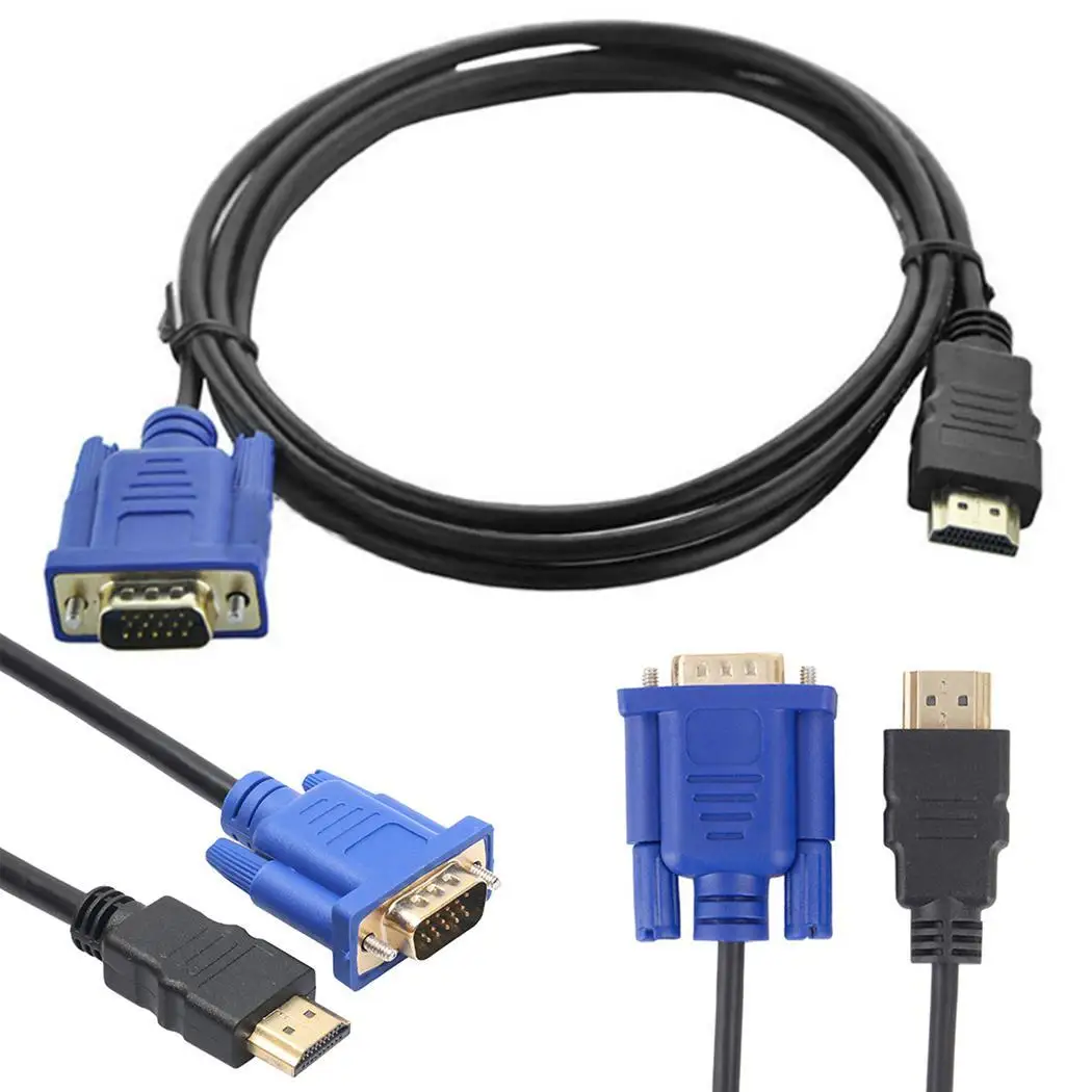 

1.8m HDMI To VGA HD Converter Cable Audio Cable Converter Male To Female 10.2 GB/S PVC HDMI Male To VGA 15 Pin For PC Laptop TV