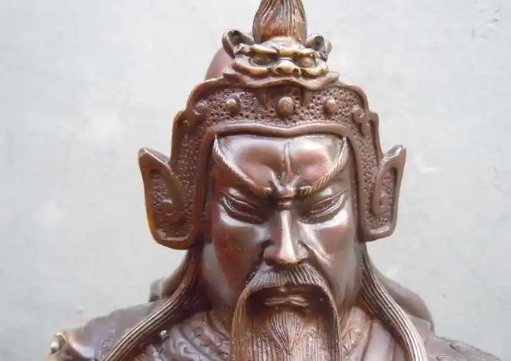 

25" China red bronze dragon military sadhu Guangong buddha Sculpture statue