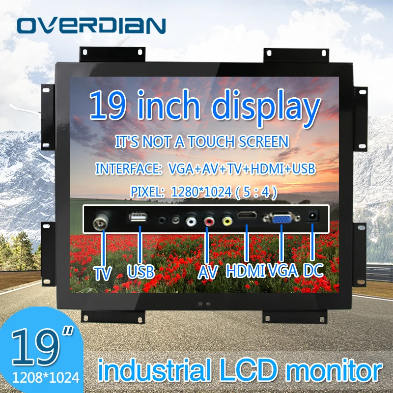 

19Inch/19" VGA/HDMI/TV/AV/USB Interface Non-touch Screen TFT Type Computer's Display Metal Frame Industrial Control Lcd Monitor