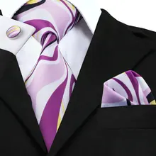 C-1269 шелковые галстуки фиолетовый галстук, шейный платок и запонки печати мужские s галстук наборы с брендом Hi-Tie новейший дизайн шеи галстуки для мужчин