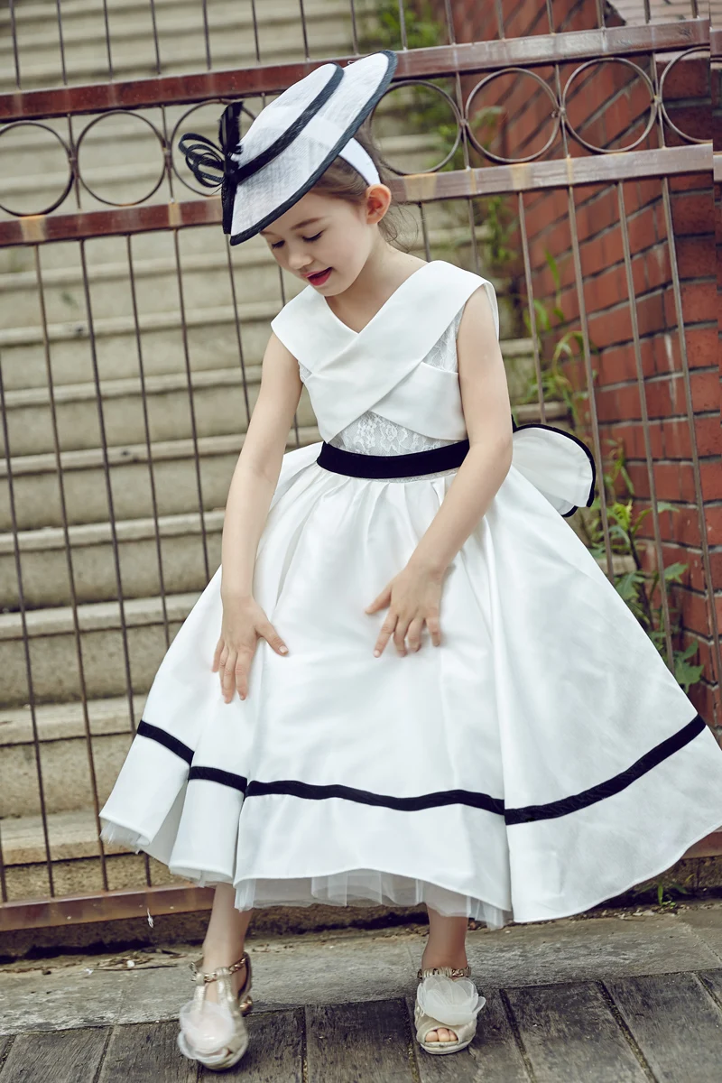 JaneVini/готические черно-белые платья с цветочным узором для девочек на свадьбу, винтажные кружевные платья, пышное платье, Детские платья для