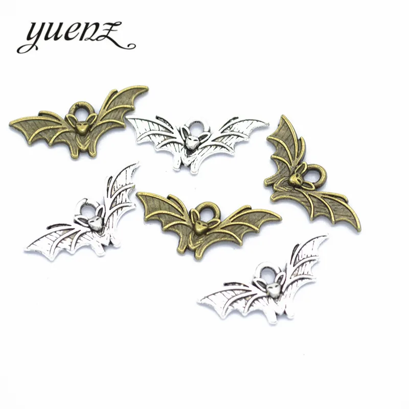 YuenZ 40 шт антикварные серебряные украшения из бронзы металла летучая мышь Шарм Кулон ожерелье ювелирные изделия ручной работы 21*10 мм D549