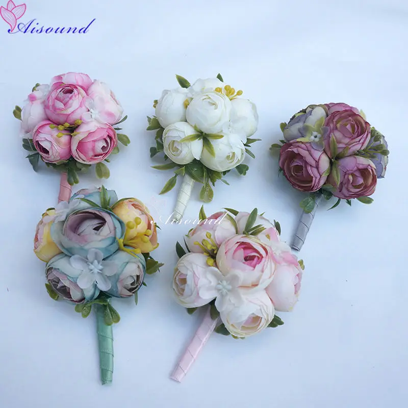 

4pcs Wedding Flower boutonniere Groomsmen Vintage Wedding Beach Decor Flowers Decorative Flowers Men Suit Corsage XH6C Flories