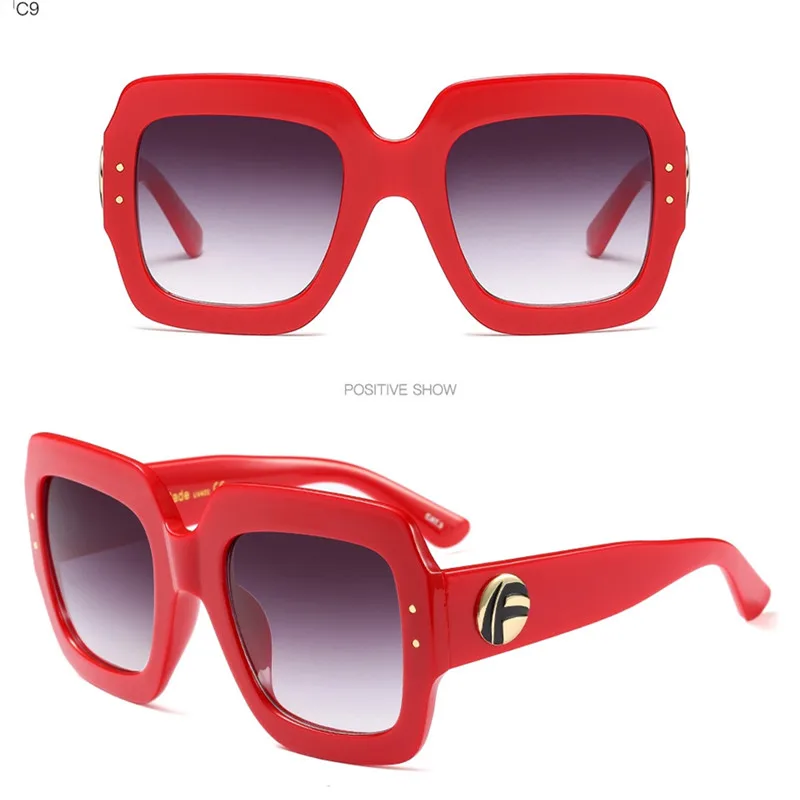 MS, модные солнцезащитные очки для женщин, роскошные брендовые дизайнерские солнцезащитные очки больших размеров, женские прямоугольные солнцезащитные очки для женщин и девушек - Цвет линз: C09