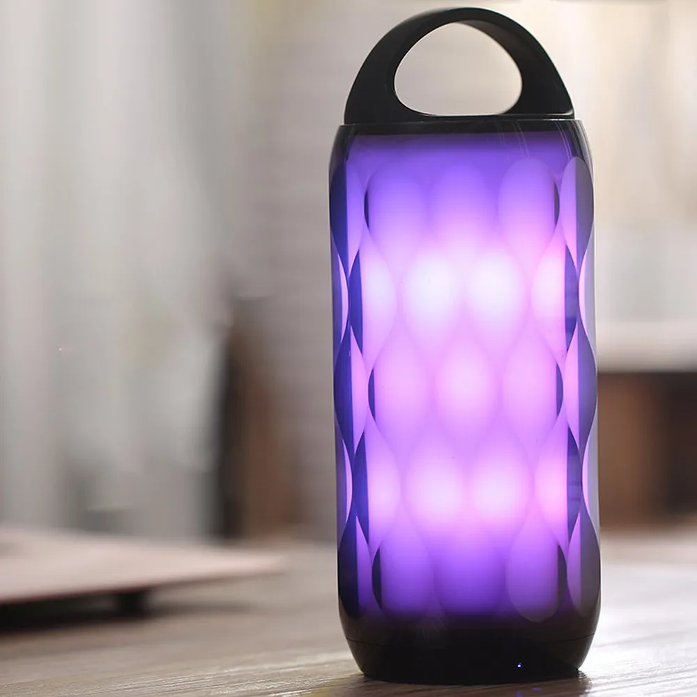 

HIPERDEL bluetooth speaker Wireless Portable LED Colorful Atmosphere Lamp Key Subwoofer Speakers Touch LED Mood Lamp C325