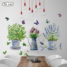 DIY наклейки на стену горшок для комнатных цветов Бабочка домашний декор ванная комната наклейки водонепроницаемый озеленение украшение дома художественные наклейки
